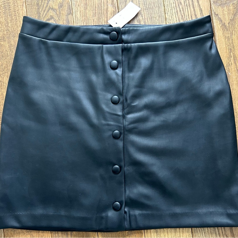 LOFT Black Buttoned Mini Skirt